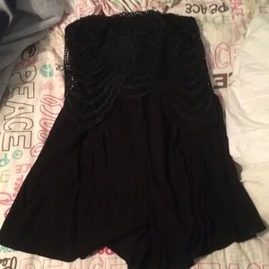 black romper with lace on top